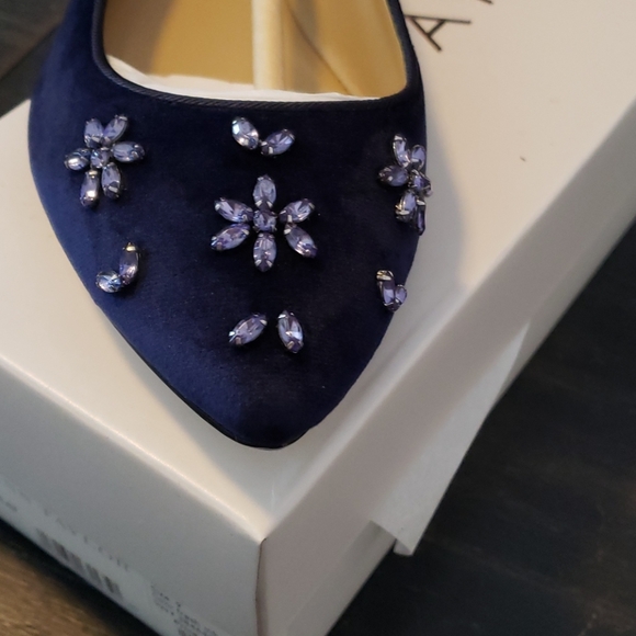 Ann Taylor Shoes - NIB Ann Taylor Blue Velvet Jeweled Flats, Size 9